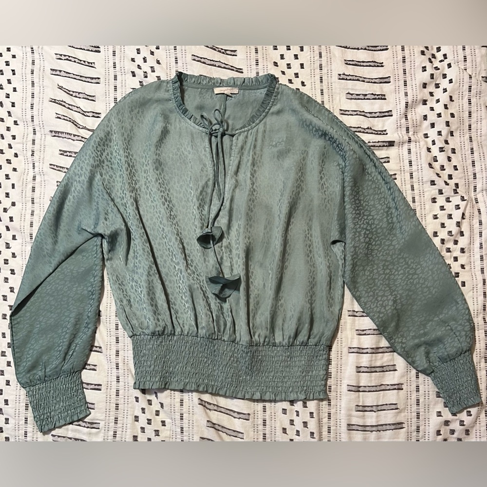 Mystree Long Sleeve Animal Print Peasant Blouse - Size L